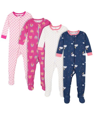 Gerber Детские пижамы из хлопка 4 шт. Apple and Woodland Floral, 12 Months