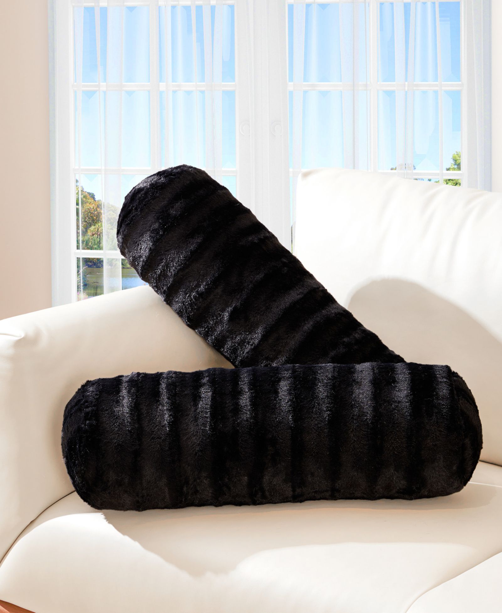 Cheer Collection Bolster Decorative Pillow Set, 8" x 24"