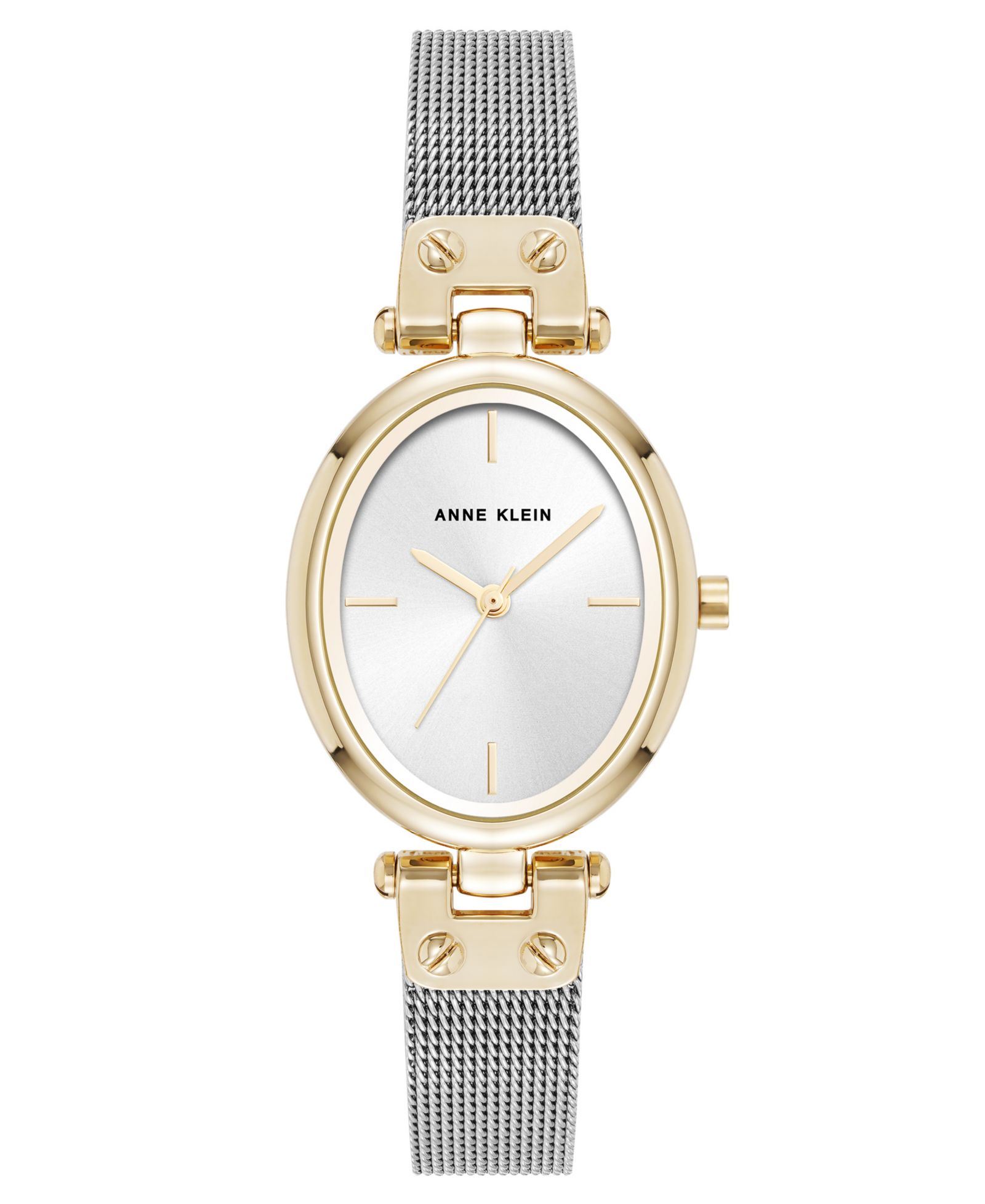 Часы Anne Klein Women's Quartz Continental Oval Two-Tone Stainless Steel Mesh Band 26mm