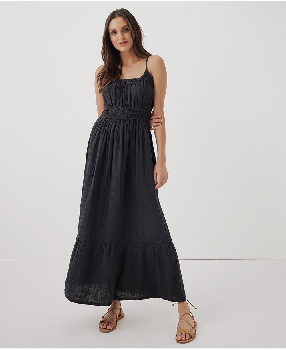 Pact Women's Organic Cotton Coastal Double Gauze Cami Maxi Dress