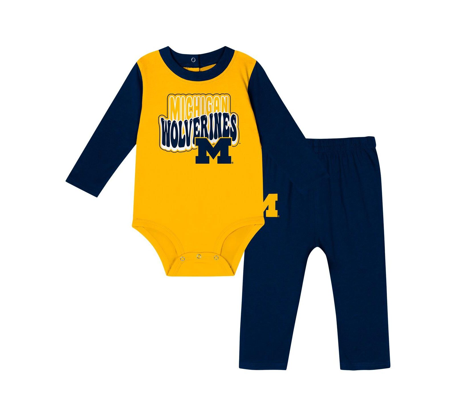 Детский комплект Outerstuff Infant Navy Michigan Wolverines Long Sleeve Bodysuit Pant Set