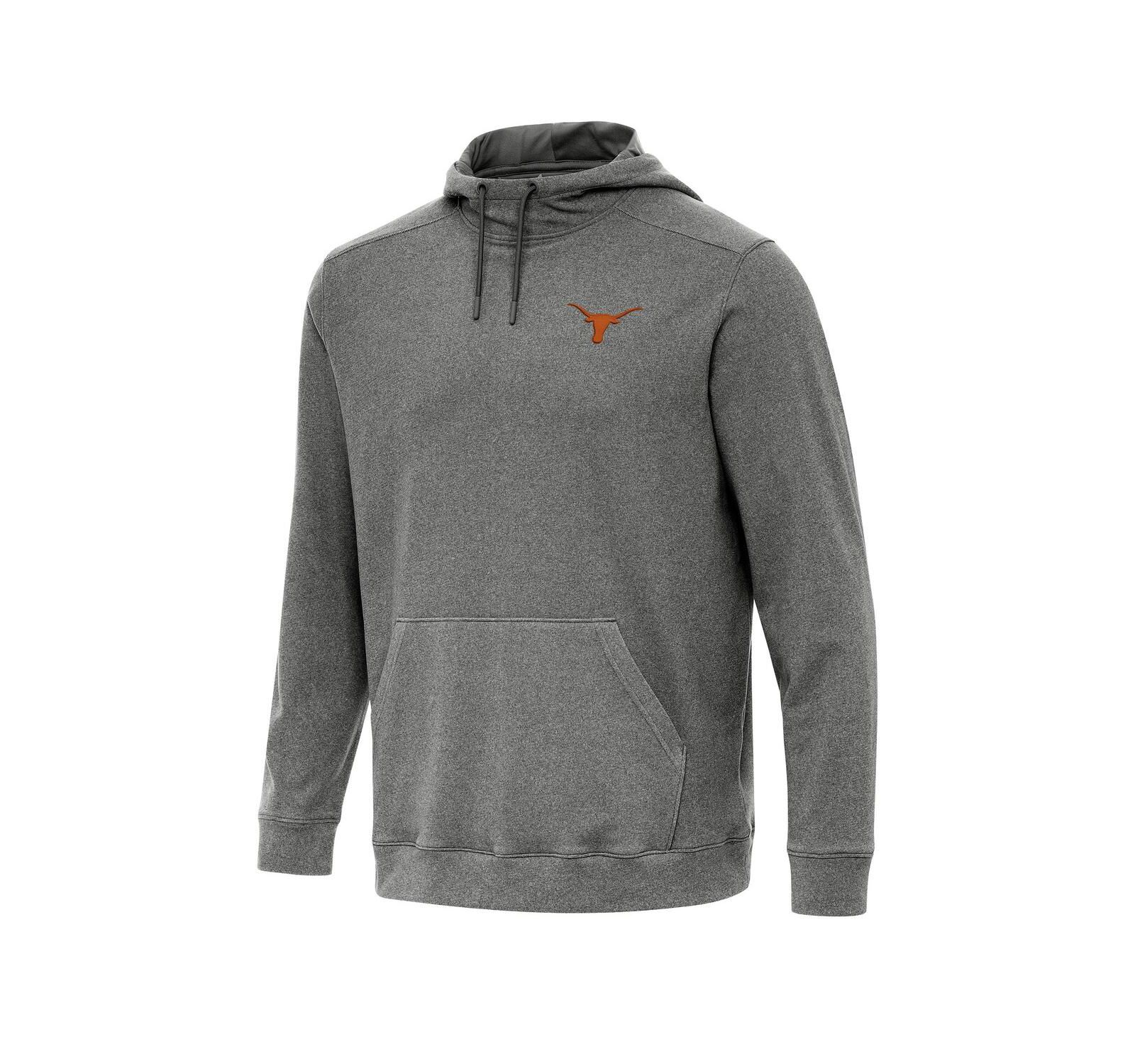Antigua Men's Heather Black Texas Longhorns Cloud Pullover Hoodie