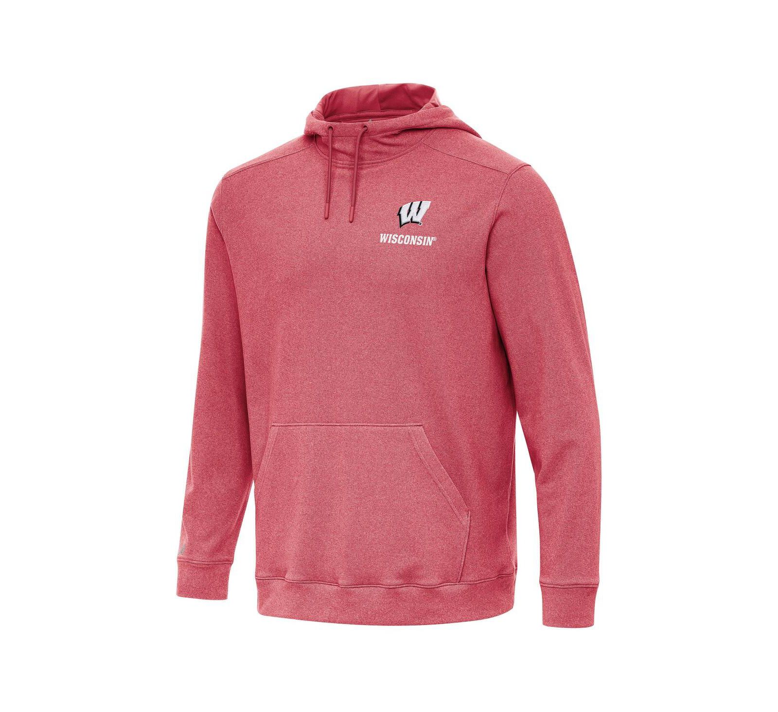 Antigua Men's Heather Red Wisconsin Badgers Cloud Pullover Hoodie