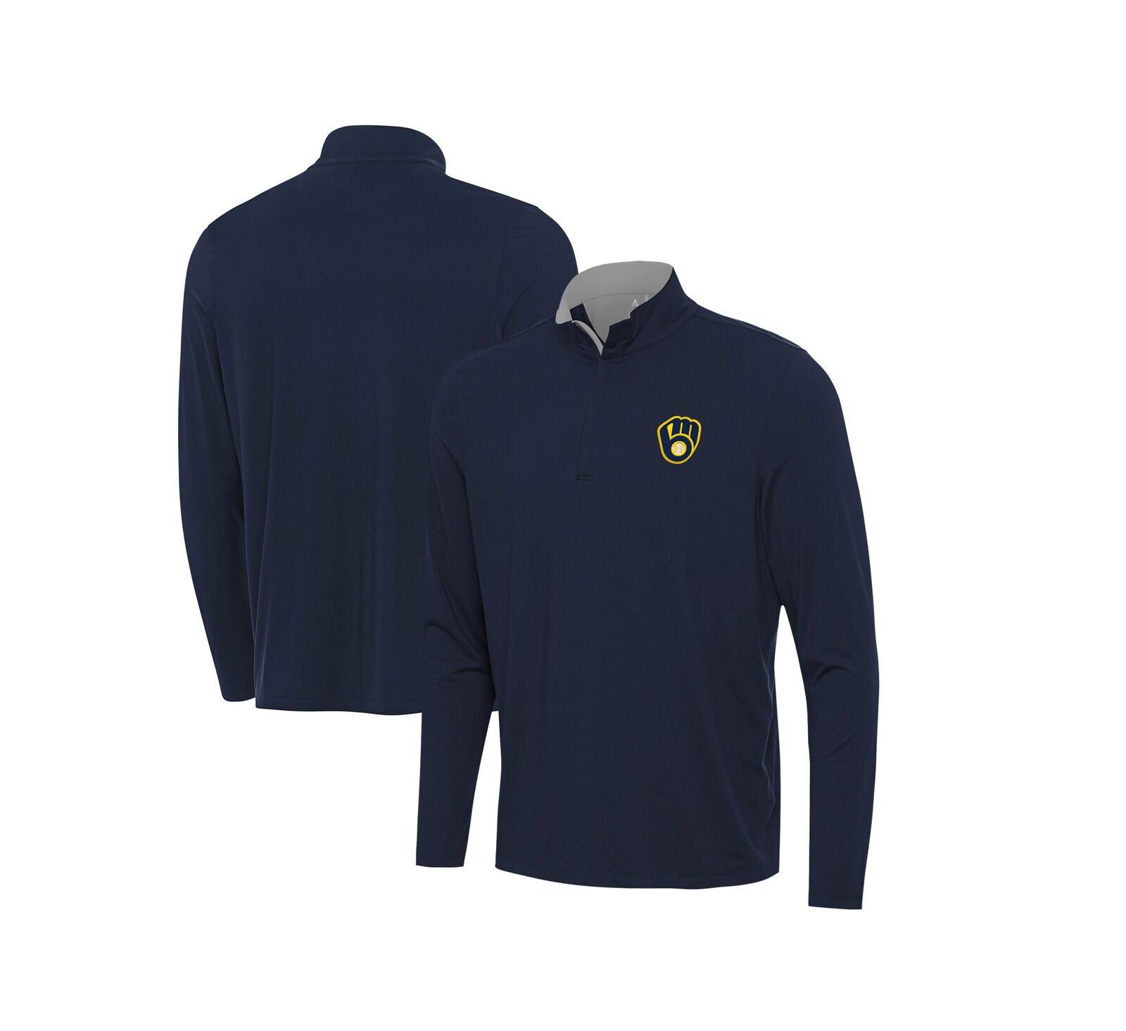 Antigua мужской джемпер Antigua Men's Navy Milwaukee Brewers Content Quarter-Zip Top