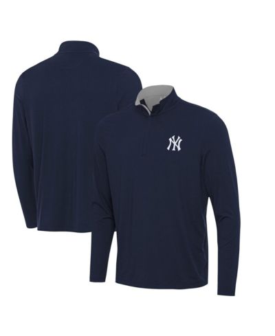 Мужской пуловер Antigua с молнией на четверть, темно-синий New York Yankees