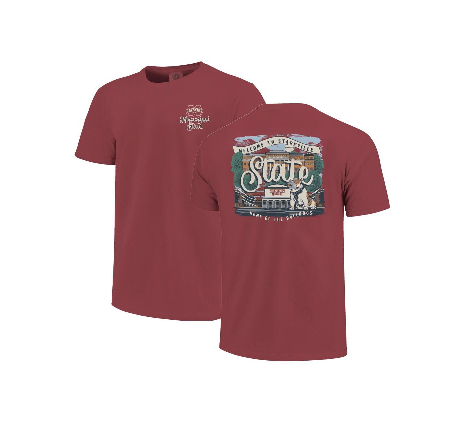 Женская футболка Image One цвета марун с принтом Mississippi State Bulldogs и надписью Campus Scene Drawing Script