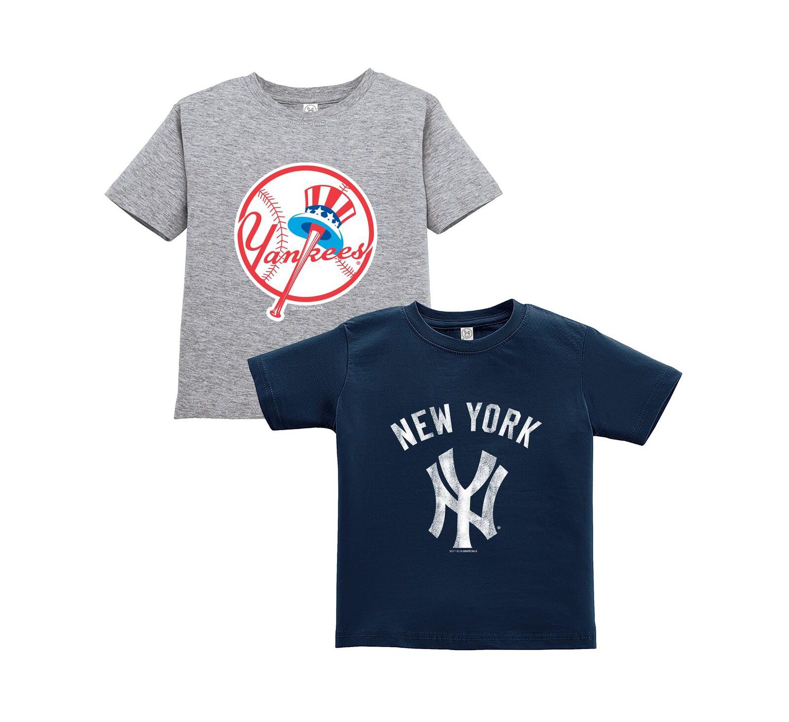 Детская футболка Soft as a Grape Navy/Gray New York Yankees Cooperstown Collection, набор из 2 шт