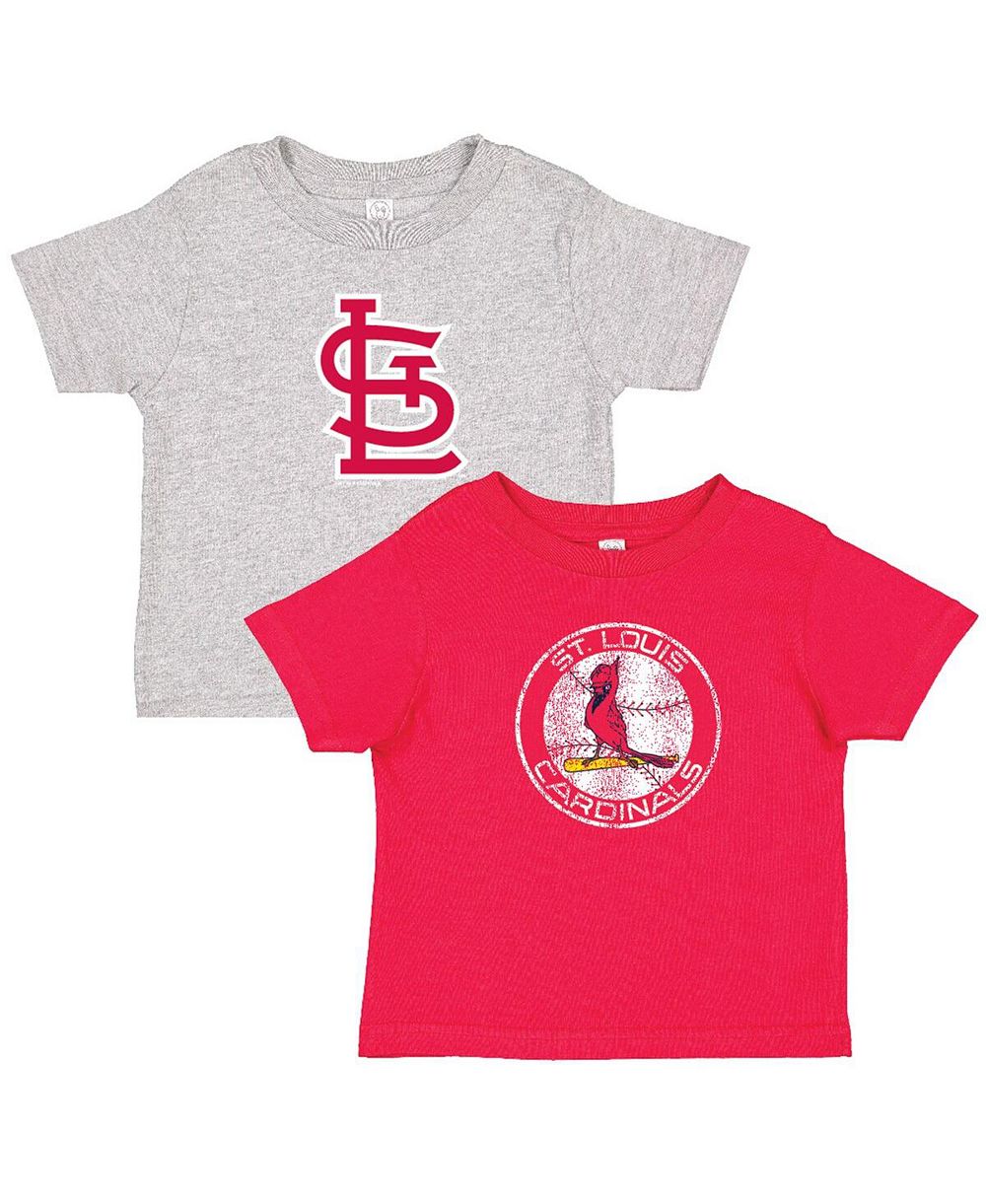 Футболка Soft as a Grape для малышей, красно-серая, коллекция Cooperstown St. Louis Cardinals, набор из 2 штук