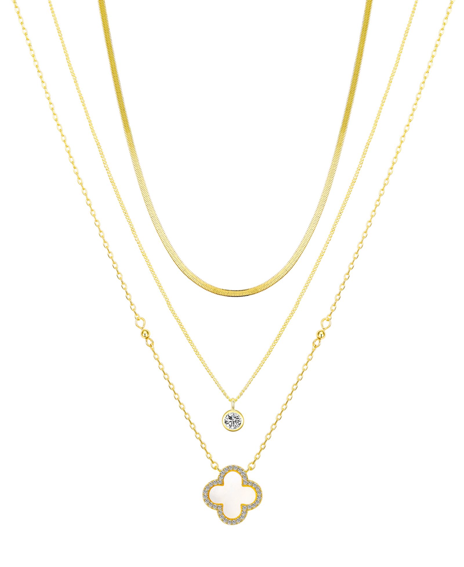 Набор ожерелье Unwritten Cubic Zirconia and Mother of Pearl Clover