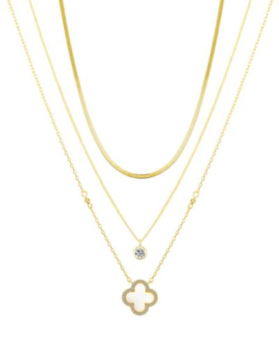 Набор ожерелье Unwritten Cubic Zirconia and Mother of Pearl Clover