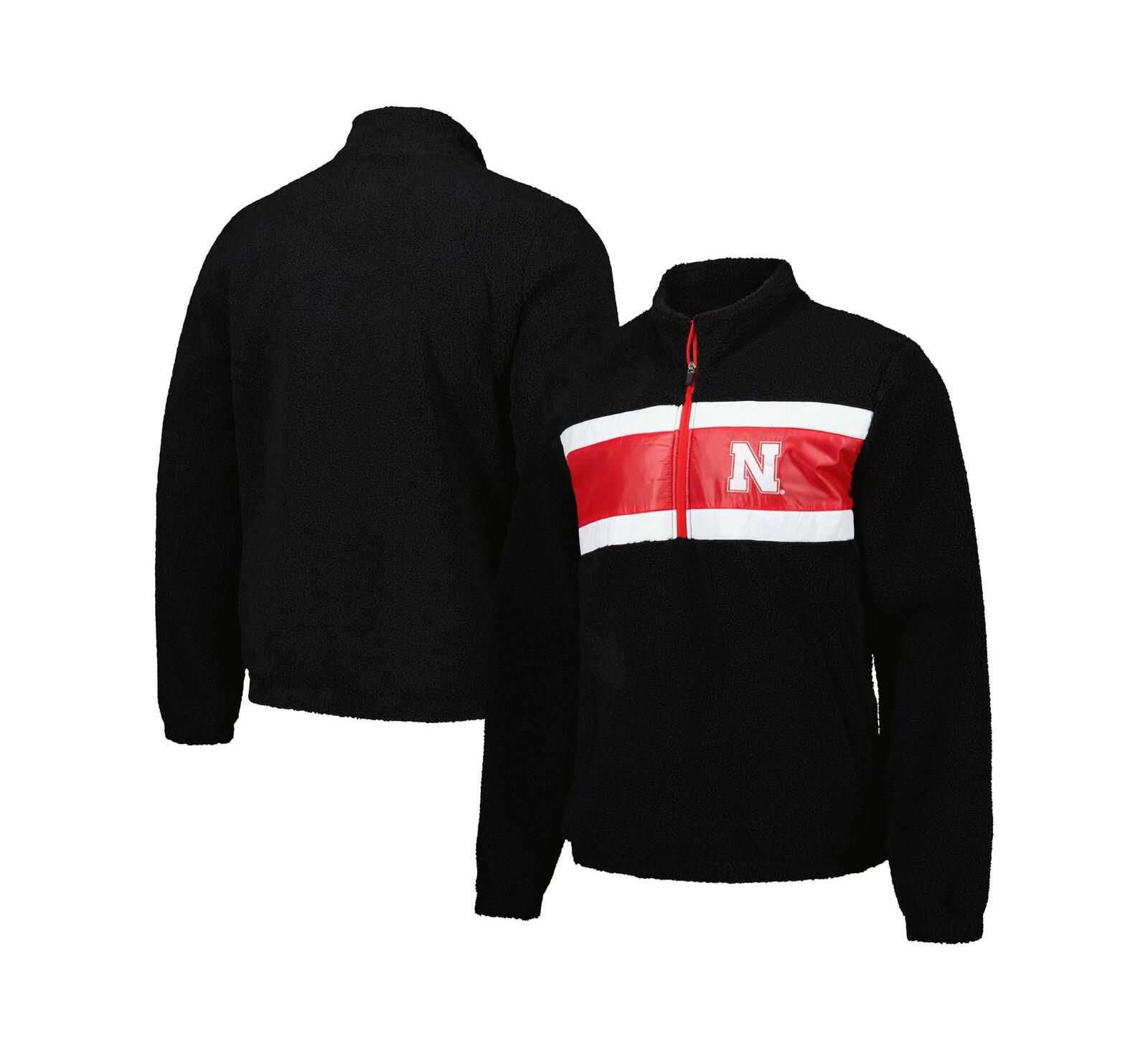 G-III Sports by Carl Banks Men's Black Nebraska Huskers Pinch Runner Half-Zip Top