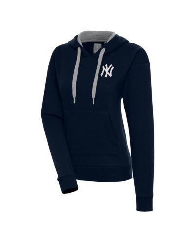 Женское худи Antigua New York Yankees Navy, Brushed Metallic Victory Pullover