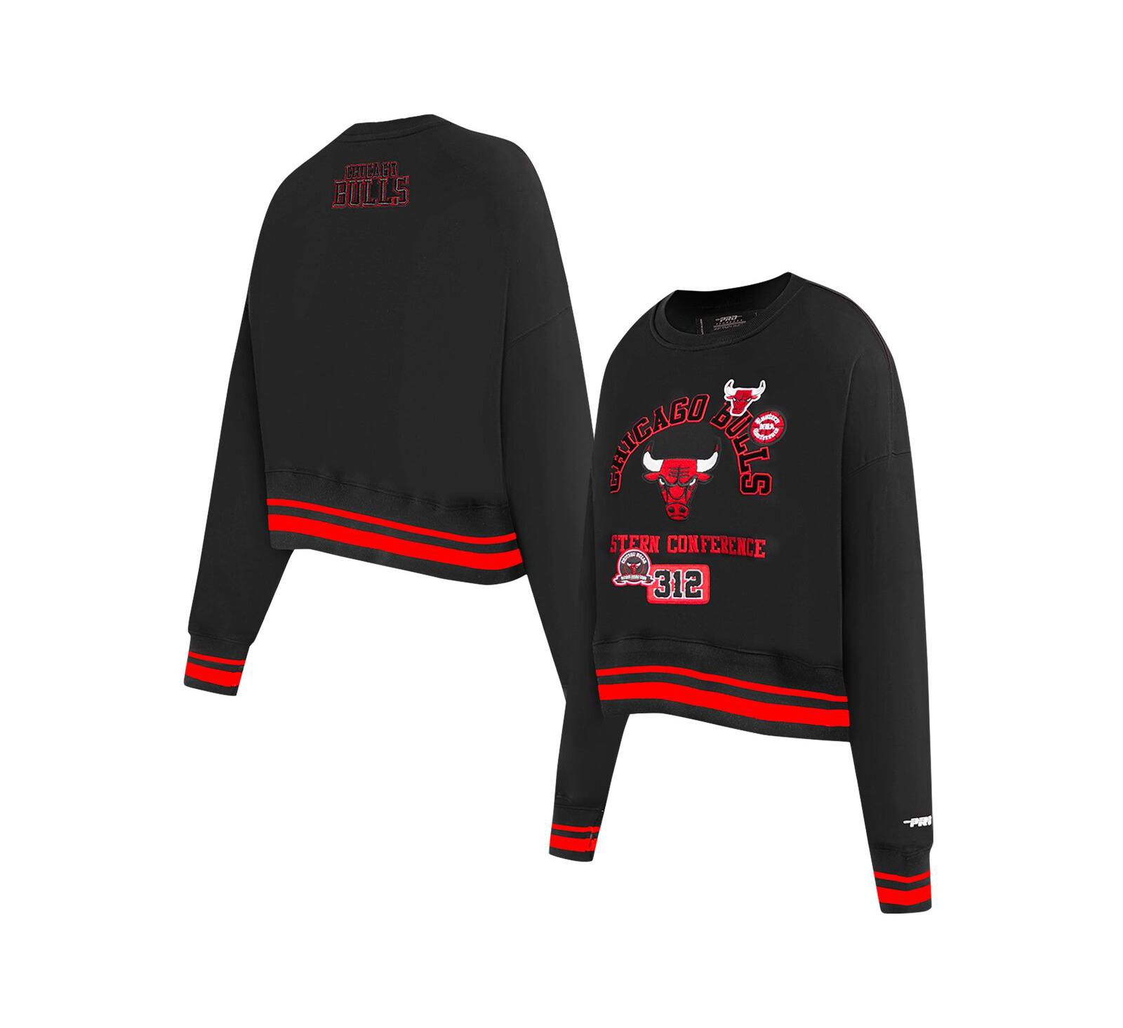 Женский укороченный свитшот Pro Standard Black Chicago Bulls Area Code