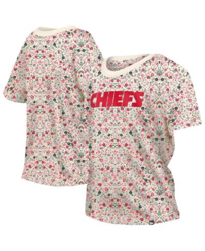 New Era Women's Cream Kansas City Chiefs Glam Game Floral T-Shirt