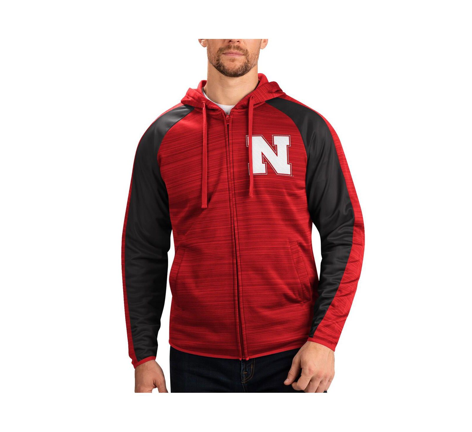 G-III Sports by Carl Banks Мужской Scarlet Nebraska Huskers Neutral Zone Raglan Full-Zip Track Hoodie Jacket