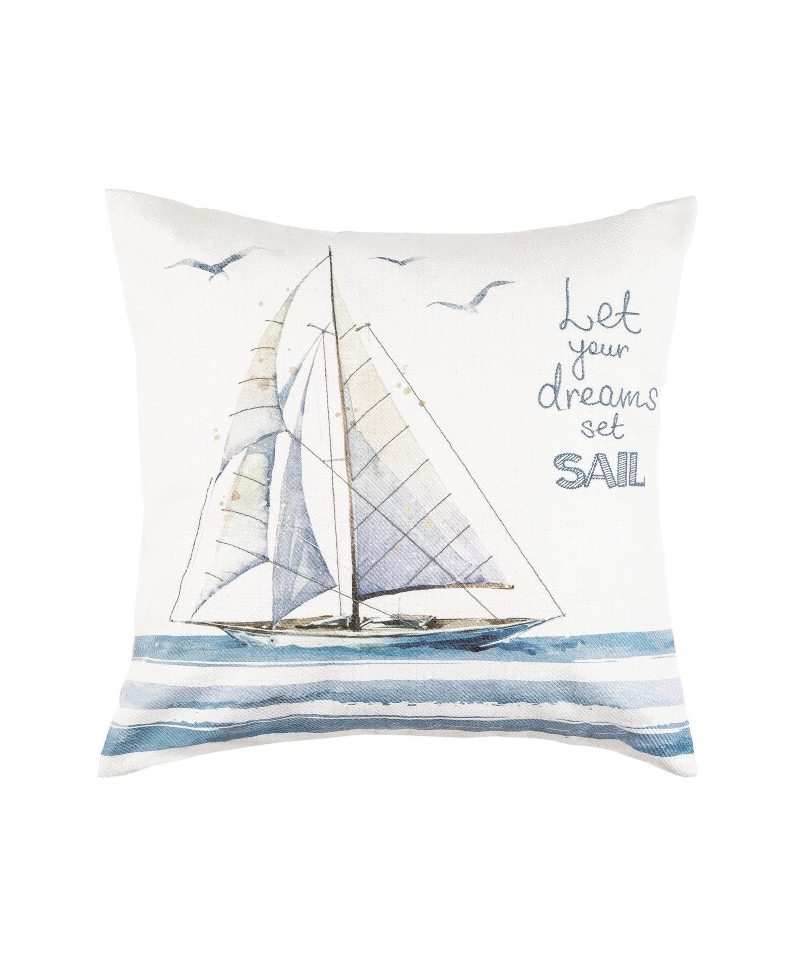 Let Your Dreams Set Sail Embroidered Accent Throw Pillow