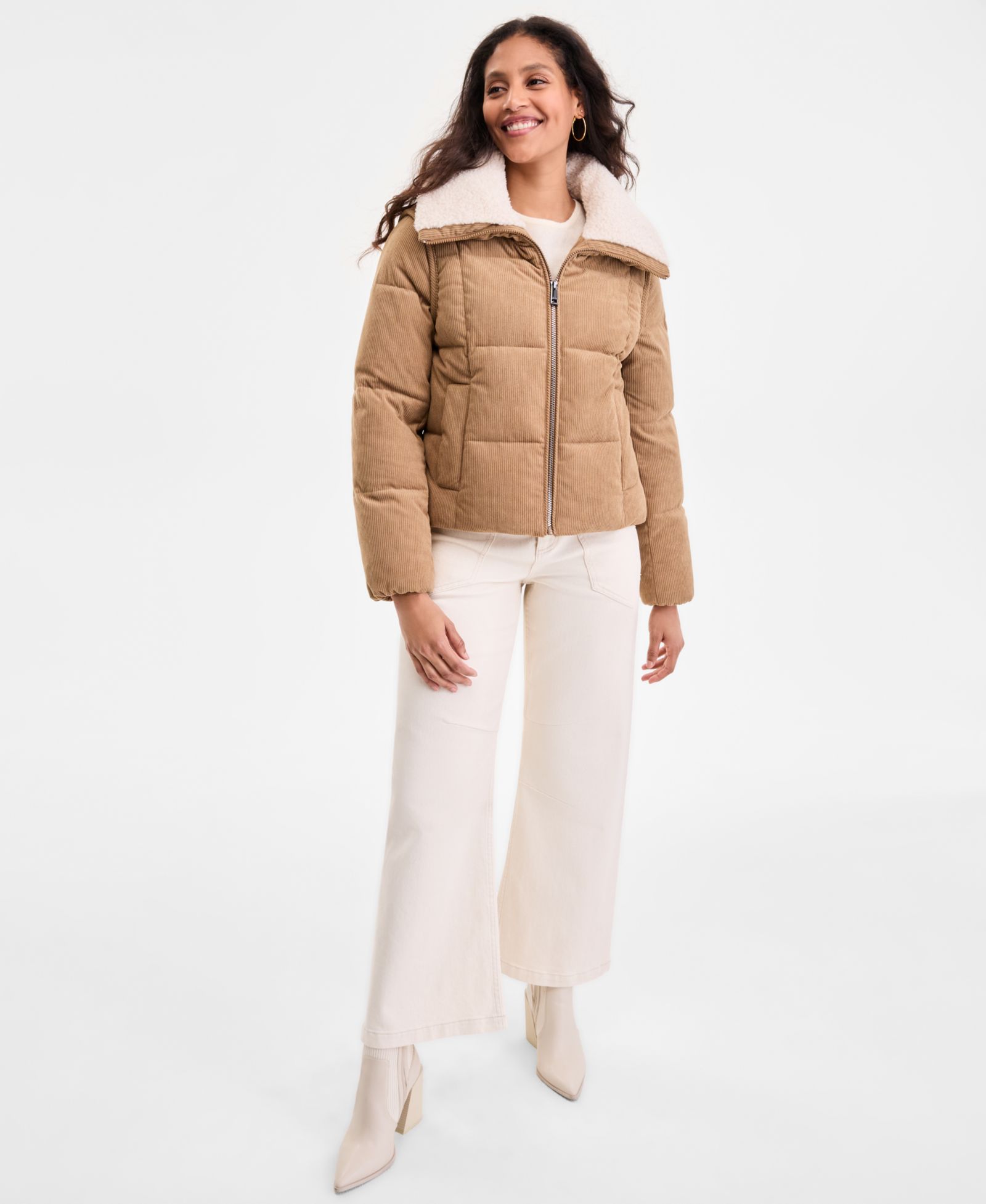 BCBG Женский Corduroy Puffer Coat