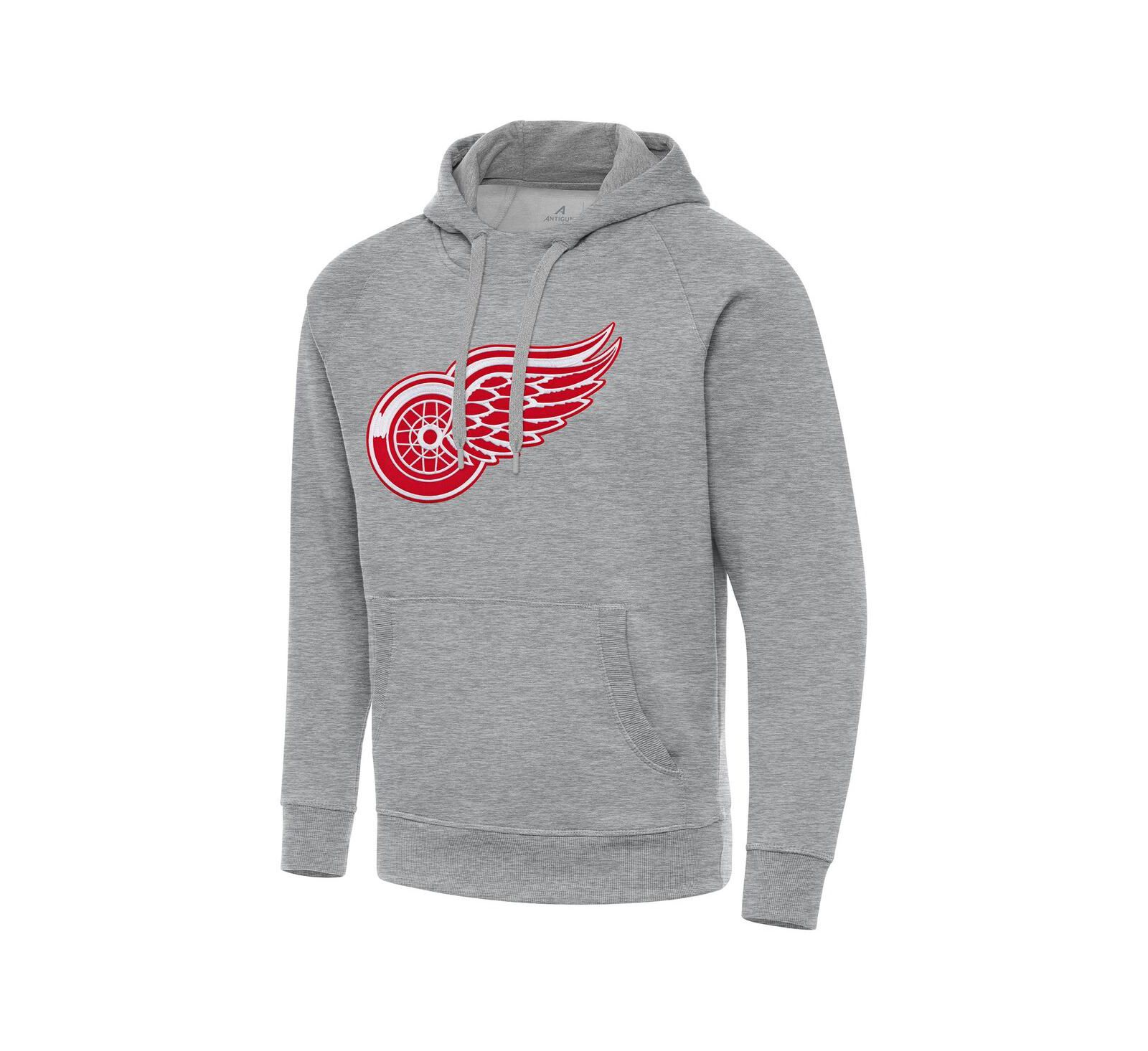 Худи Antigua Men's Heather Gray Detroit Red Wings Big & Tall Victory Pullover