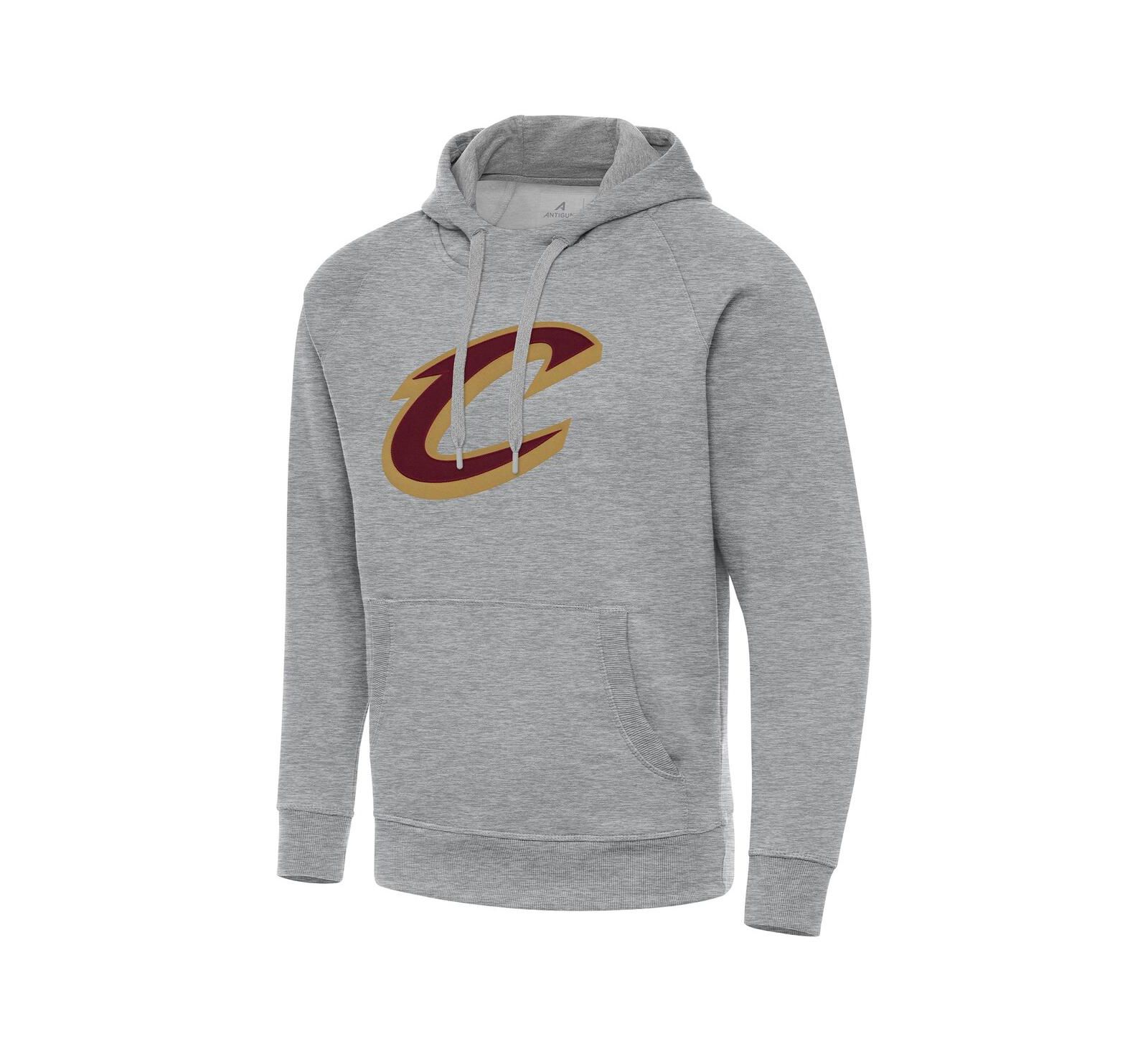 Antigua Men's Heather Gray Cleveland Cavaliers Big & Tall Victory Raglan Pullover Hoodie