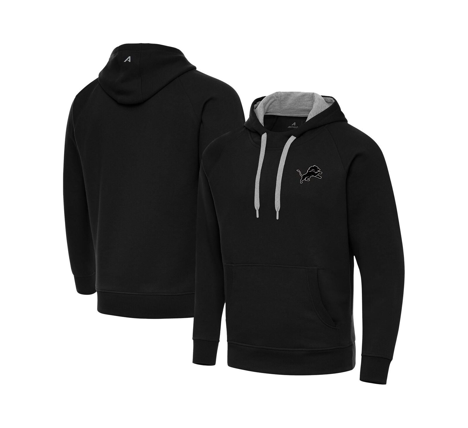 Мужское худи Antigua Black Detroit Lions Brushed Carbon Victory Pullover