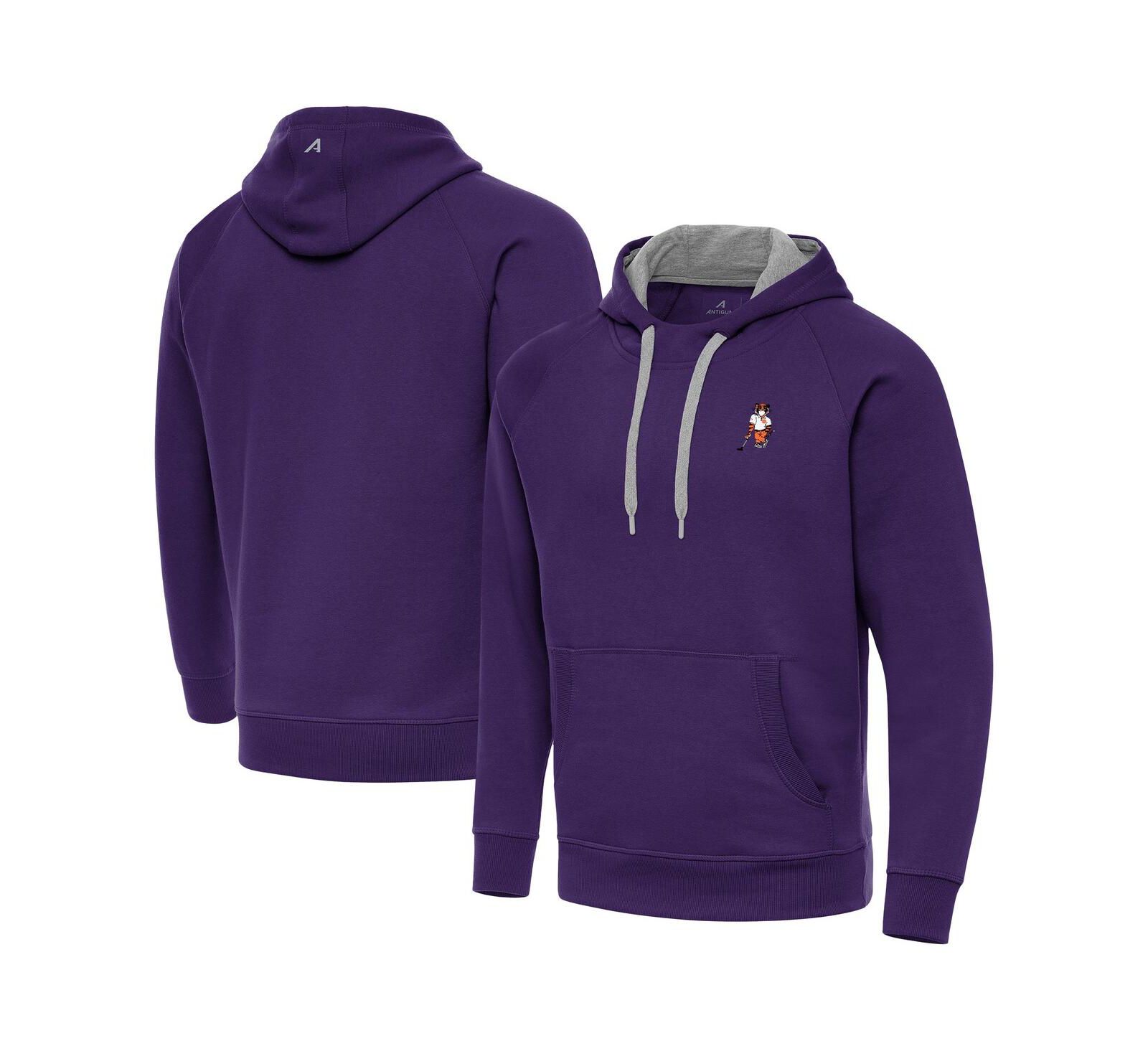Мужское худи Antigua Clemson Tigers Victory Raglan Pullover, фиолетовый