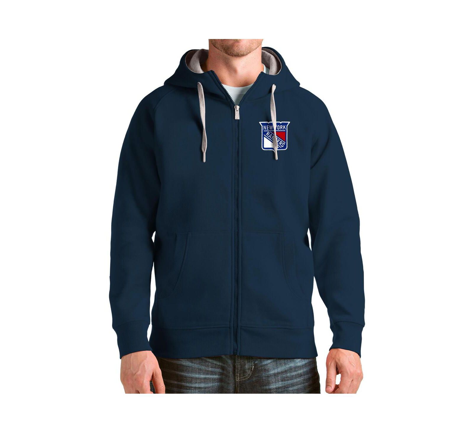 Мужская худи-толстовка Antigua Navy New York Rangers Logo Victory Full-Zip