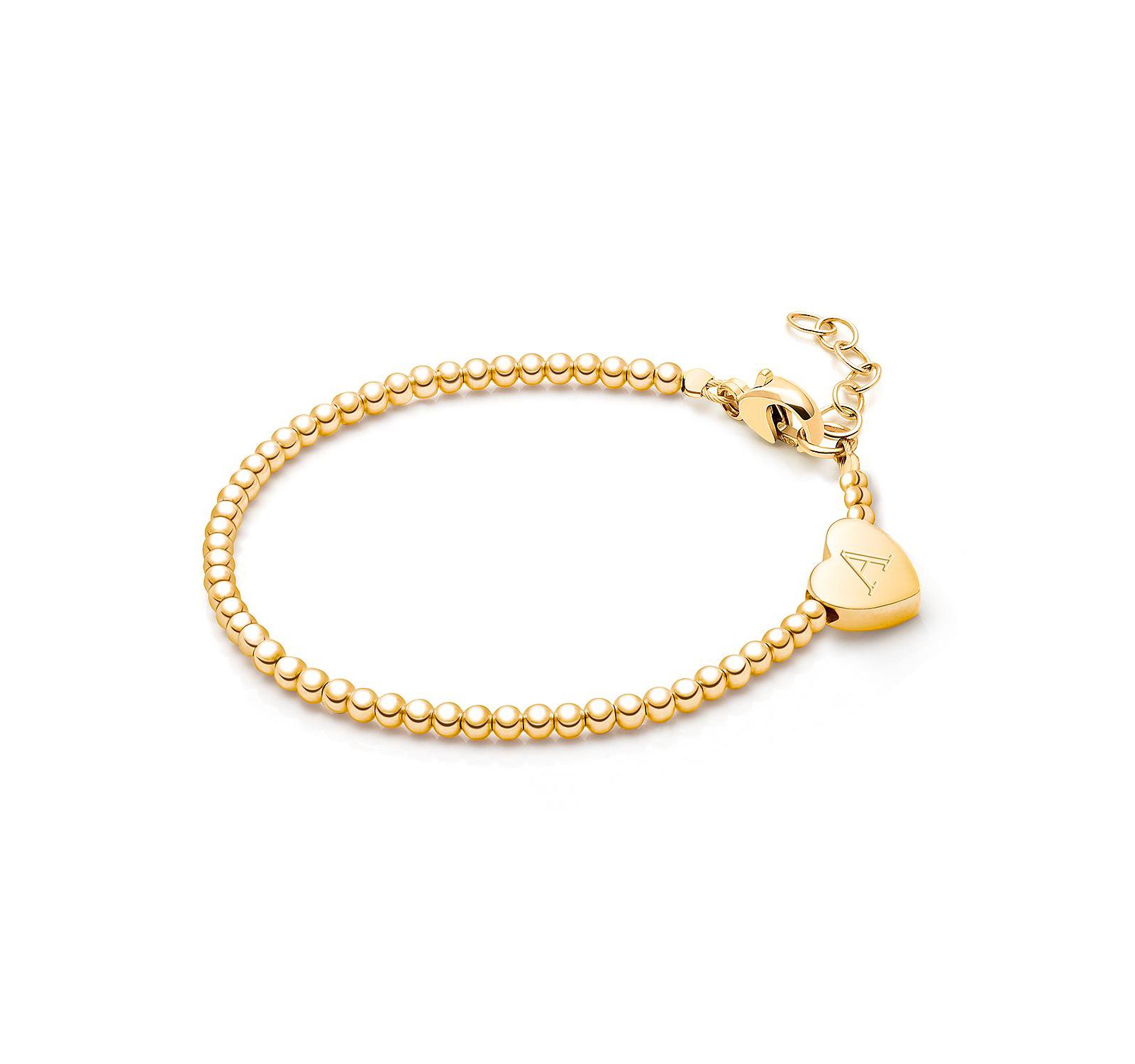 Tiny Blessings изящный браслет с сердцем и гравированной инициалой из 14K золота