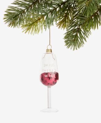 Holiday Lane Burgundy Sequin Wine Glass Ornament, Macy's Exclusive