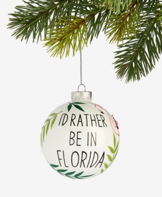 Holiday Lane Florida Glass Glittered Ball Ornament, Macy's Exclusive