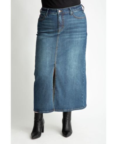 Джинсовая макси-юбка SLINK Jeans Plus Size с разрезом спереди - Brielle