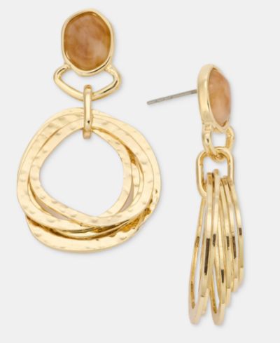 Style & Co Stone & Hammered Ring Doorknocker Drop Earrings, Macy's Exclusive