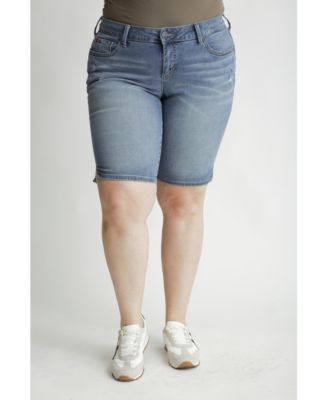 SLINK Jeans Plus Size Denim Bermuda shorts with side vents in 11.5" inseam - Amara