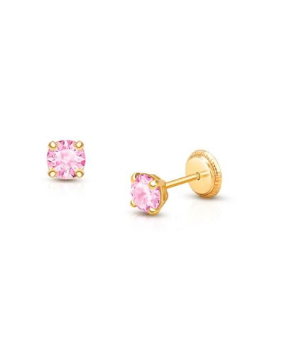 Tiny Blessings Серьги-гвоздики 14K Gold Pink Round Cut Screw Back