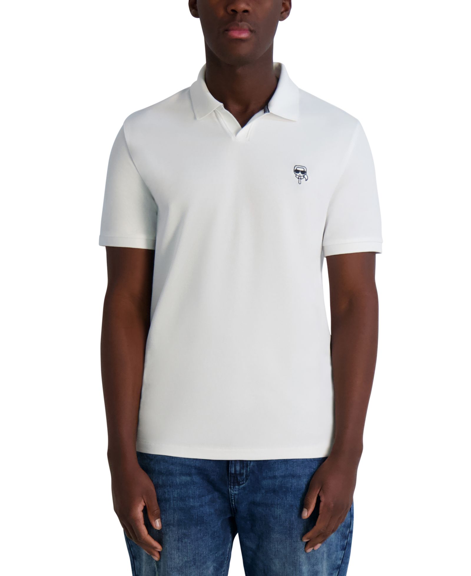 KARL LAGERFELD PARIS Men's Short-Sleeve Karl Head Logo Pique Polo Shirt