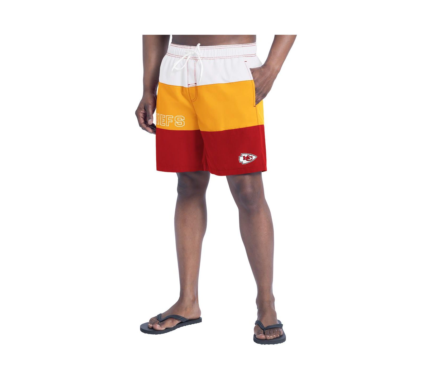 G-III Sports by Carl Banks Мужские плавательные шорты Sunrise Volley, красный/золотой, Kansas City Chiefs