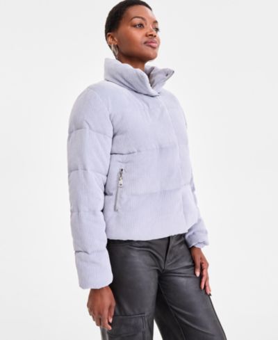 Женское утепленное пальто Steve Madden Corduroy Zip-Front Puffer