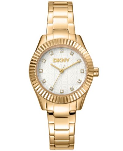 DKNY Women's Chambers Glitz Gold-Tone Stainless Steel Bracelet Watch, 30mm