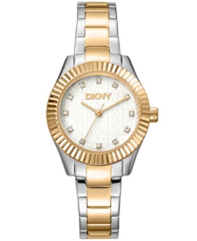 Женские наручные часы DKNY Chambers Glitz с серебристым циферблатом и двухцветным стальным браслетом 30mm