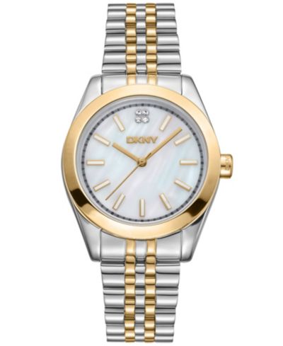 DKNY Women's Nolita Midi White MOP Dial Gold-Two-Tone Stainless Steel Bracelet Watch 32mm