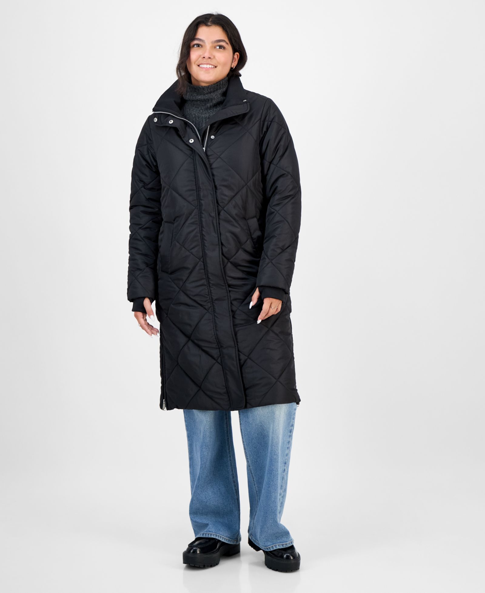 CoffeeShop Juniors' Shawl-Collar Quilted Coat