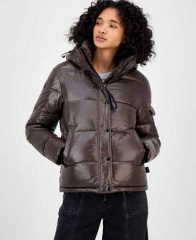 S13 женское утепленное пальто Puffer с капюшоном и манжетами с отверстием для большого пальца