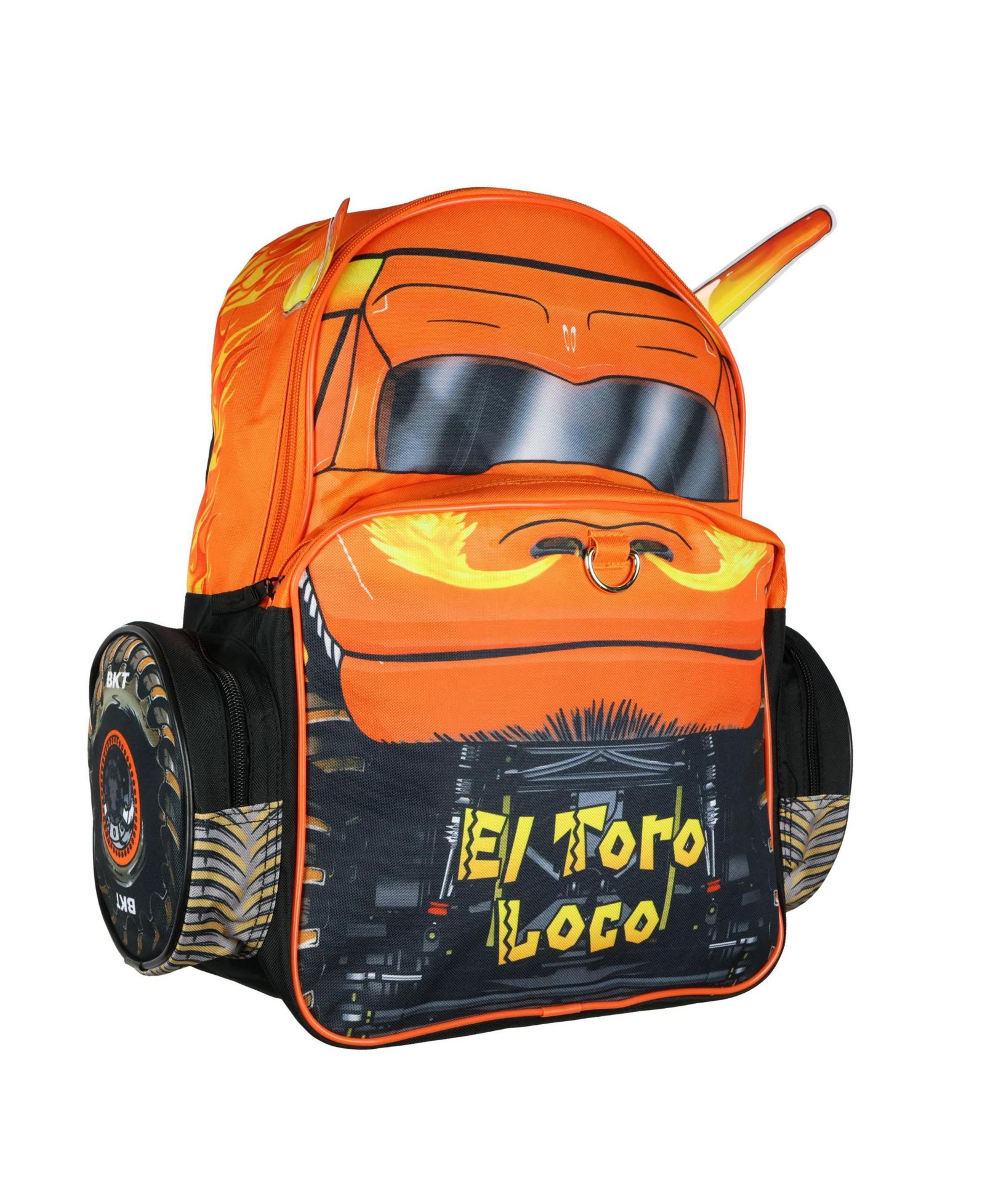 Monster Jam Backpack El Toro Loco 3D Bull Horns Monster Truck 16" Kids School Book Bag with Laptop Tech Sleeve 16"