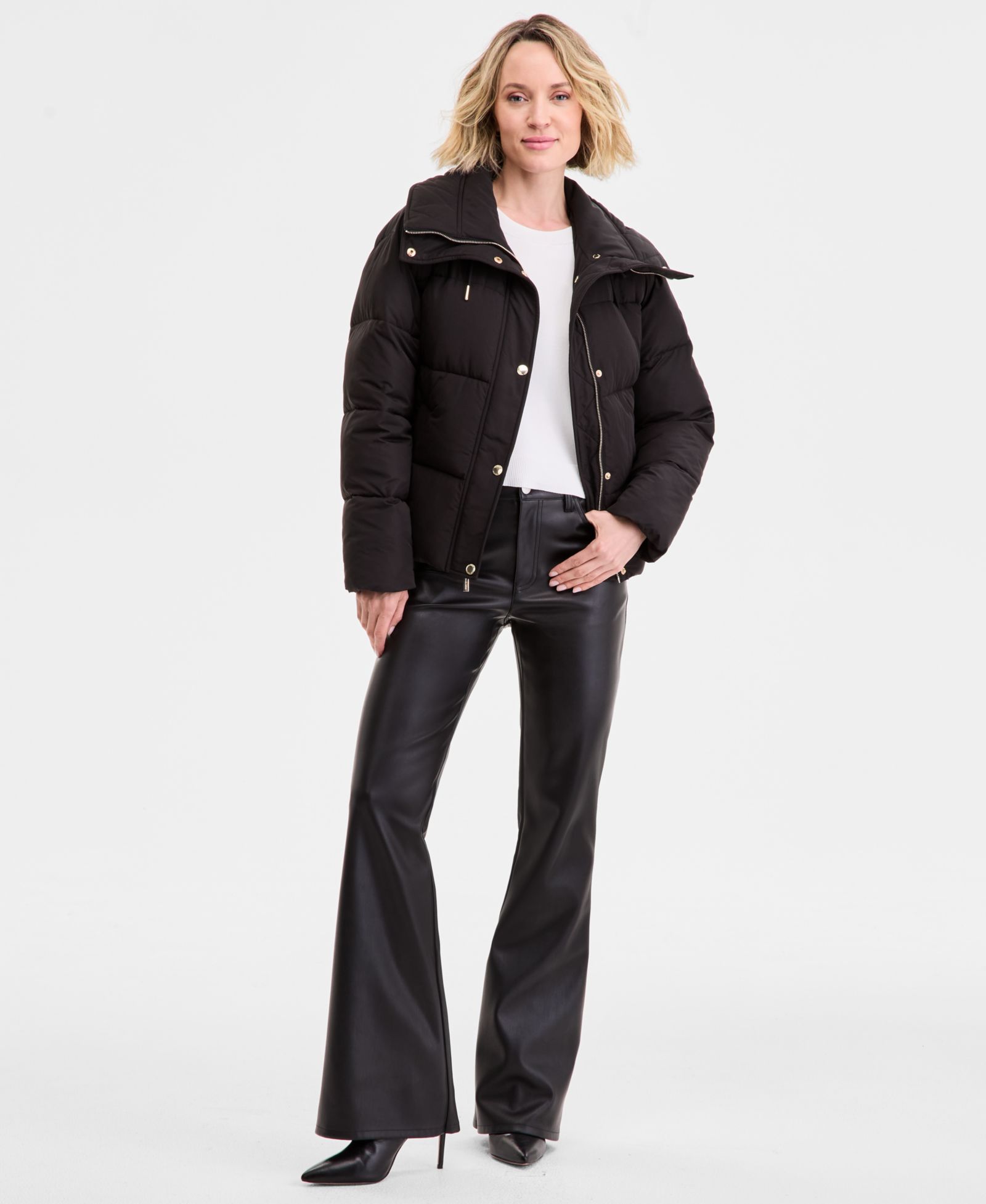 Women's Drawstring-Collar Puffer Coat