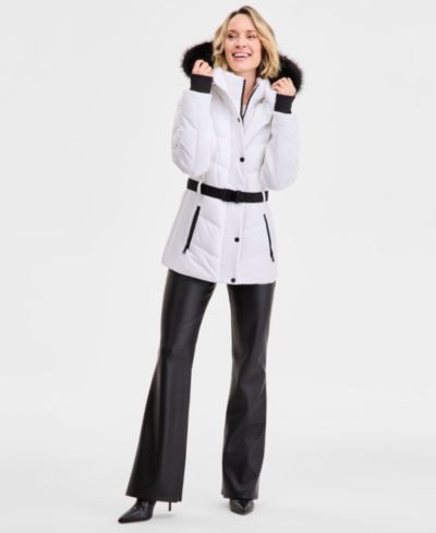 Women's Faux-Fur-Trim Hooded Puffer Coat