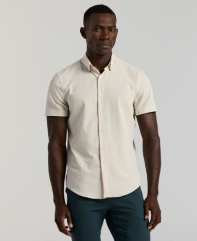 Perry Ellis Мужская рубашка из сирсакутера, slim-fit, с воротником
