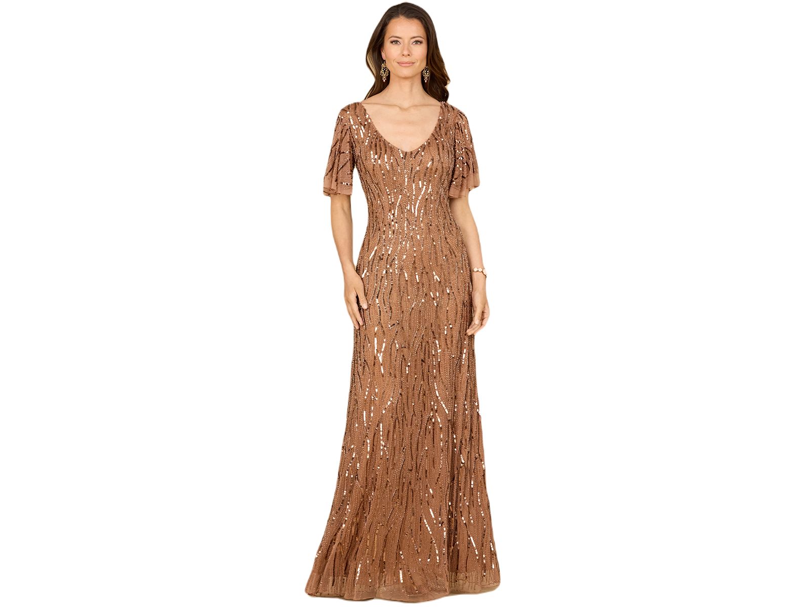 LARA Women's Beaded Gown With Cape Sleeves