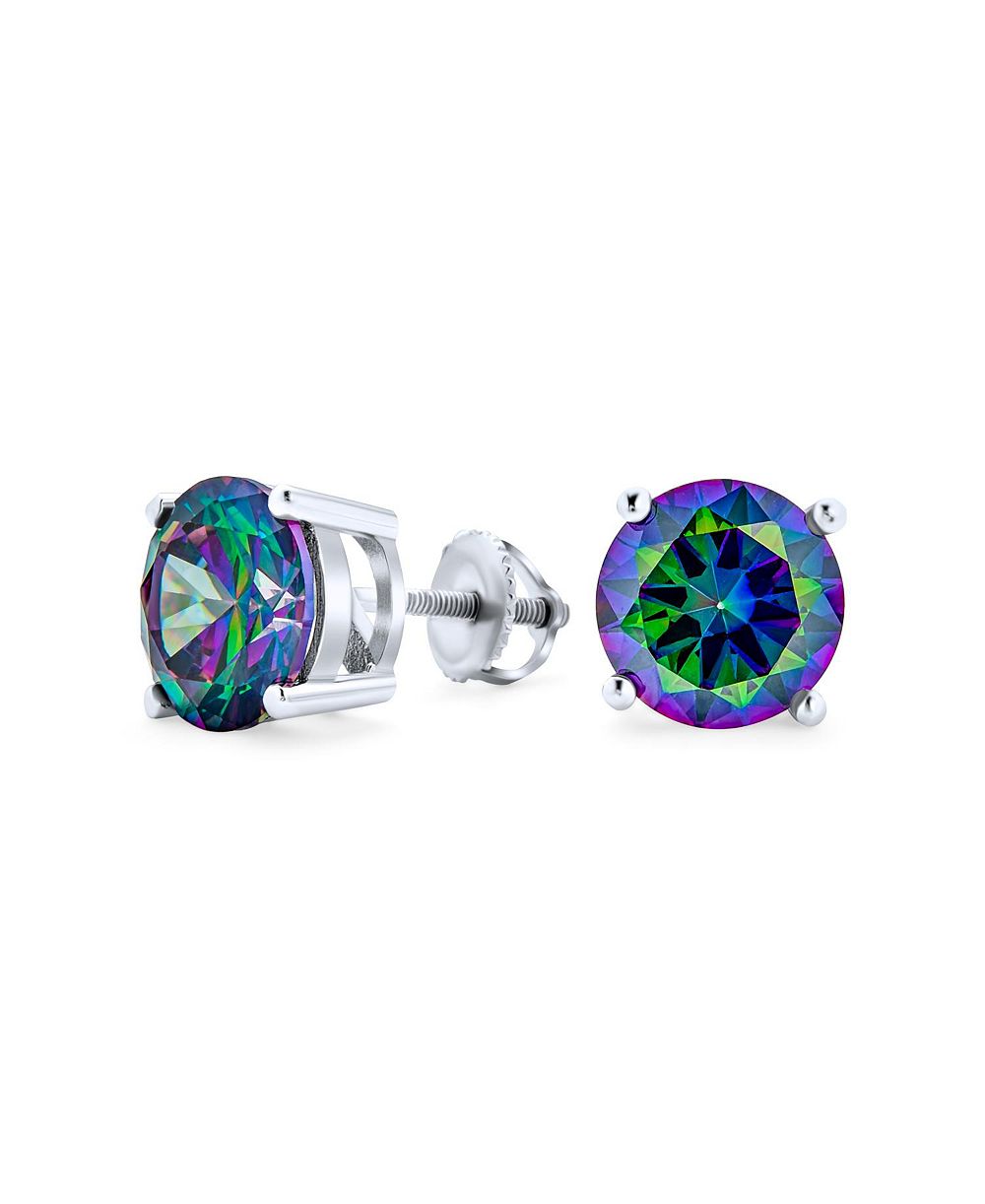 Серьги-гвоздики Bling Jewelry Mystic Rainbow CZ Stud Screw Back 925 Sterling Silver