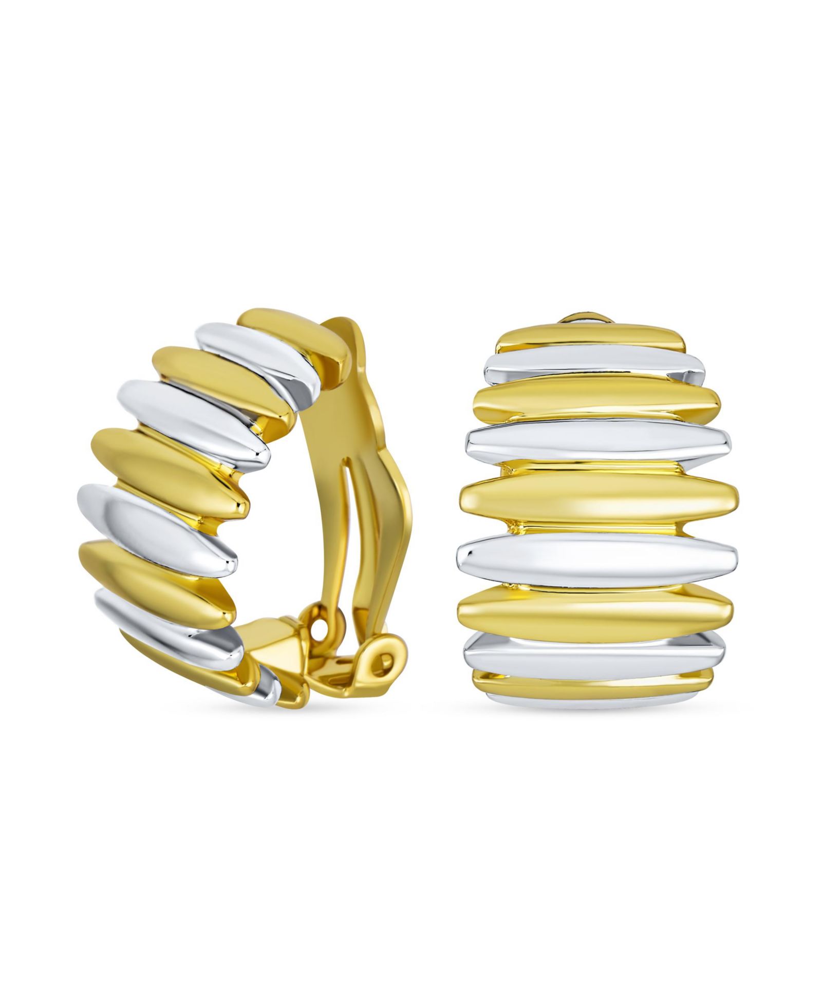 Bling Jewelry двухцветные серьги-кольца с узором в полоску