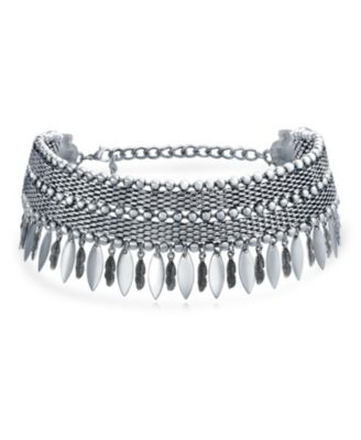 Бохо ожерелье-чокер с перьями Bling Jewelry, регулируемое, серебристый оттенок