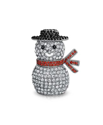 Bling Jewelry Winter Holiday Glitter Crystal Snowman Scarf Brooch Pin Plated
